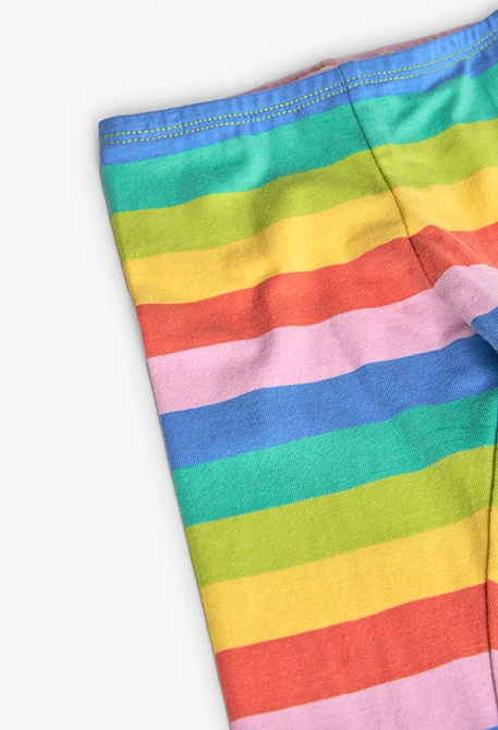 Leggings de malha para bebé menina com estampado em multicolor.