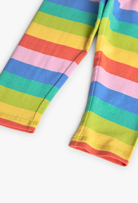 Leggings de malha para bebé menina com estampado em multicolor.