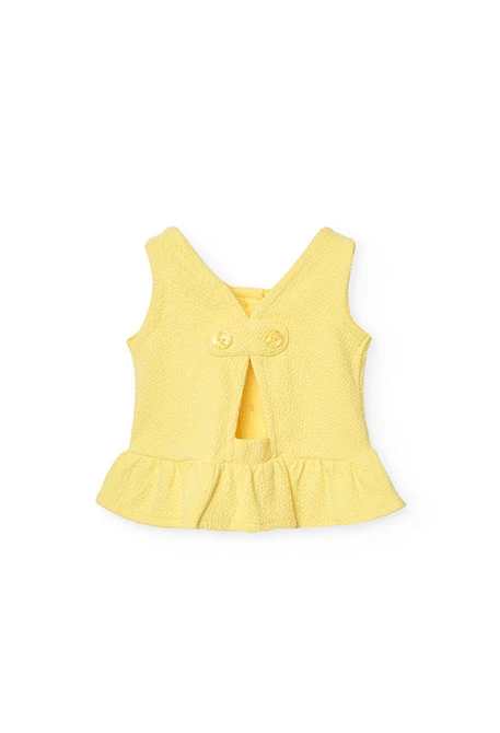 Top de punto para bebé niña en color amarillo