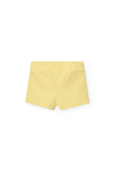 Shorts de punto para bebé niña en color amarillo