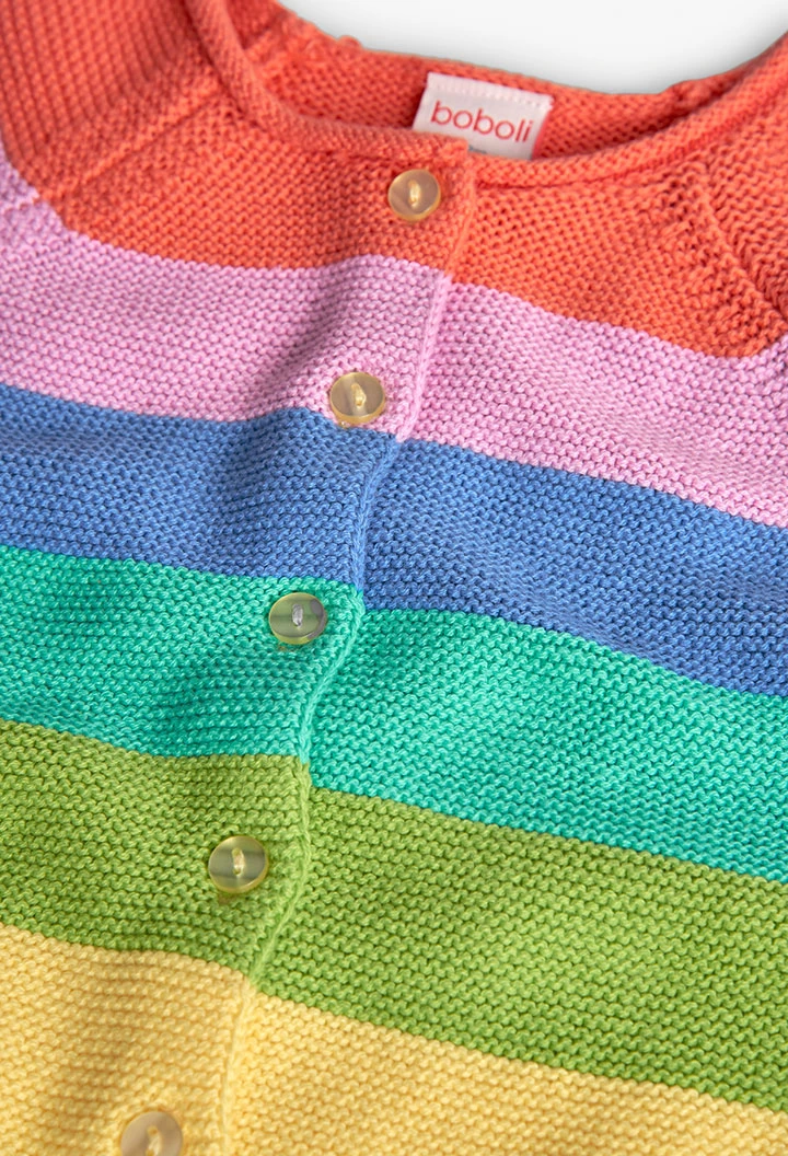 Giacca tricotosa per bambina elencata in multicolore