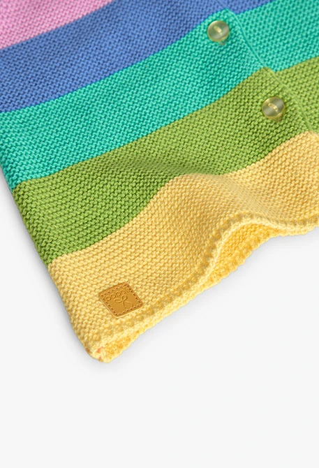 Veste en tricot pour bébé fille à rayures multicolores