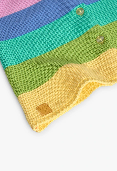Veste en tricot pour bébé fille à rayures multicolores