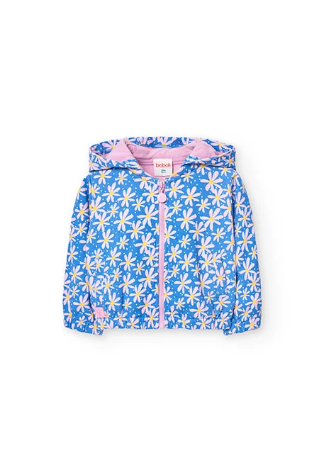 Chaqueta de punto para bebé niña con estampado de flores en color azul