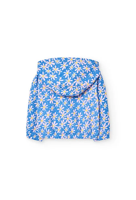 Chaqueta de punto para bebé niña con estampado de flores en color azul