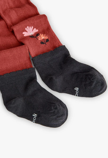 Collants de malha laranja com flores