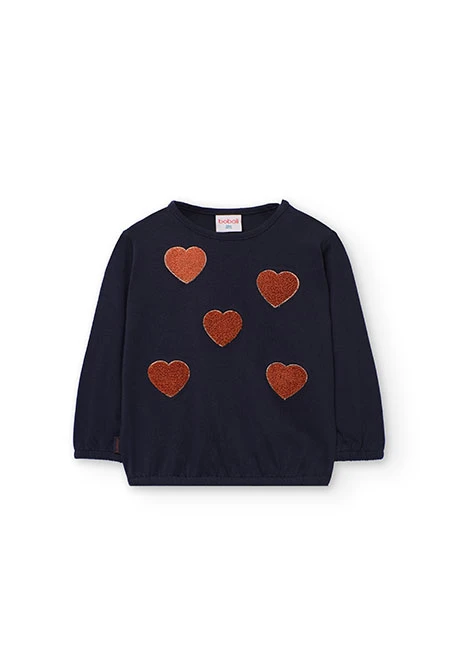 T-shirt fille en maille coeurs