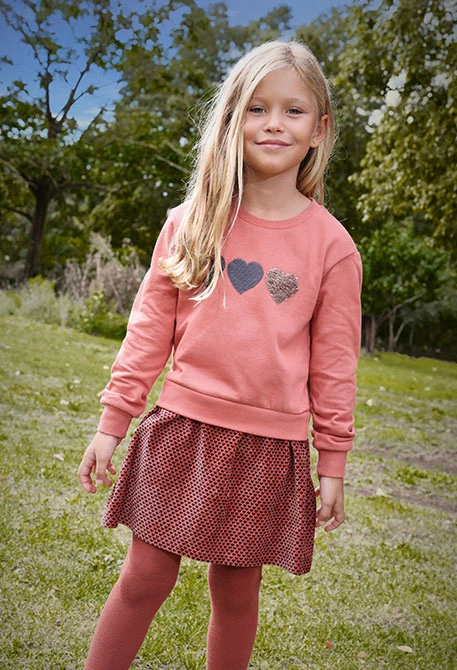 Orange dress with hearts