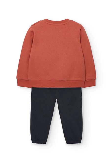 Ensemble en tissu éponge fille orange coeurs