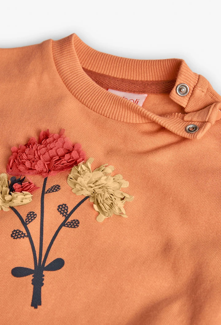 Sweat en maille fille imprimé fleurs