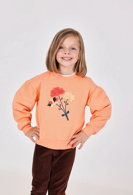 Sweat en maille fille imprimé fleurs
