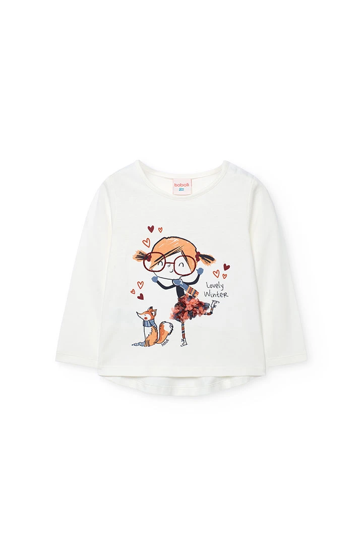 T-shirt fille blanc en maille