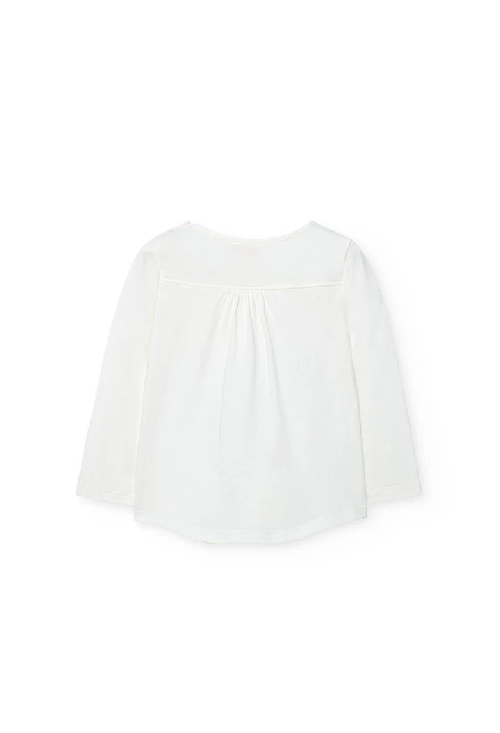 T-shirt fille blanc en maille