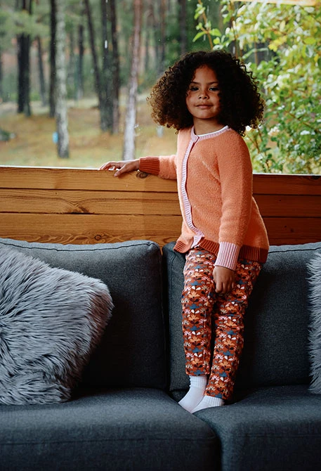 Pantalon fille en molleton fleurs