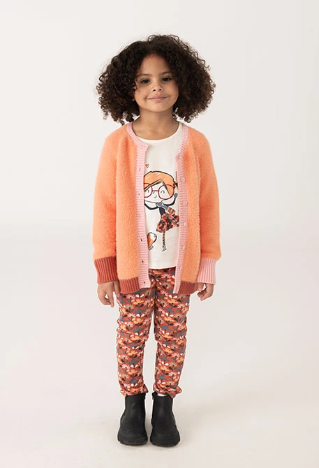 Pantalon fille en molleton fleurs