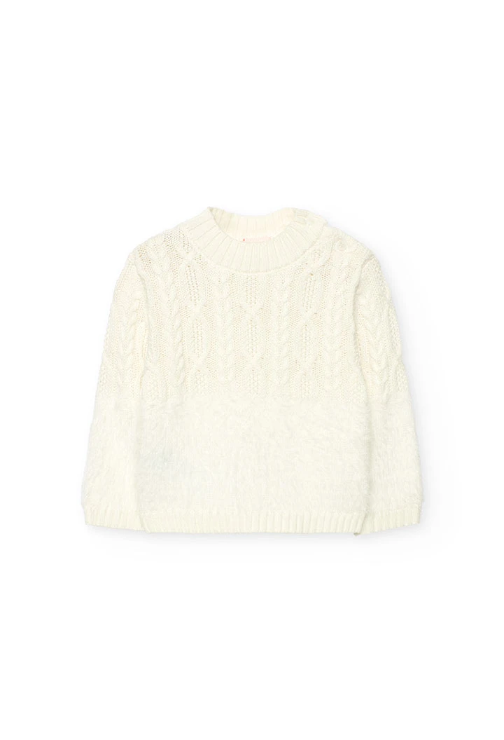 Maglione bianco per bambina in maglia