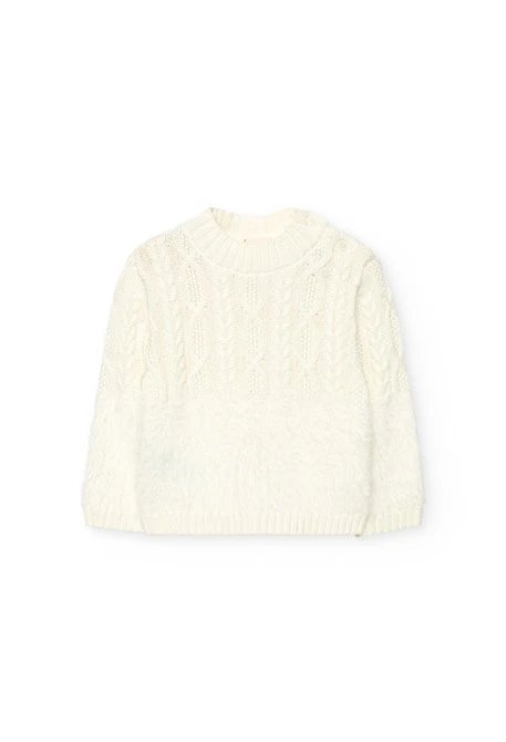 Maglione bianco per bambina in maglia