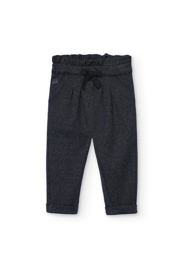 Calça menina malha cinza escuro