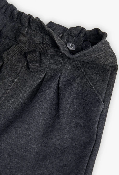 Pantalon fille en maille gris foncé