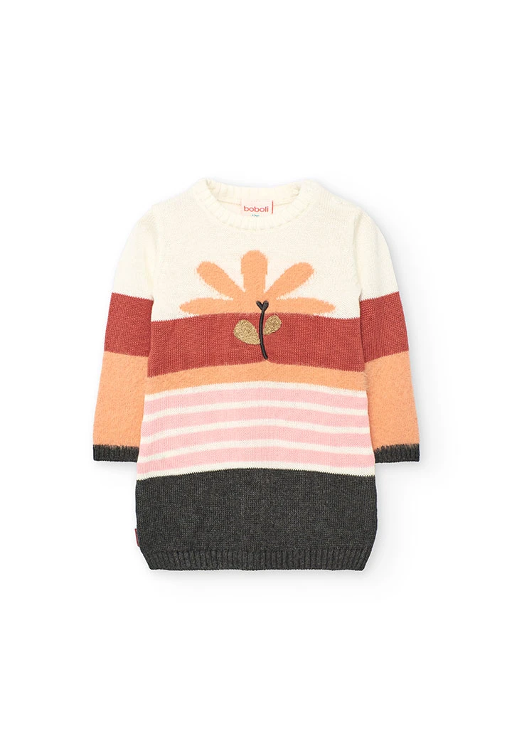 Abito maglia arancione fiore