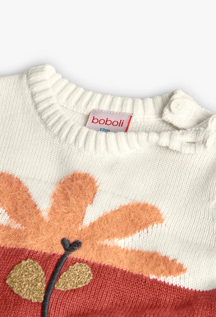 Orange knit dress flower