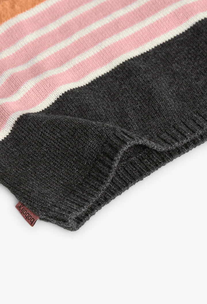 Orange Strickkleid mit Blumenmuster