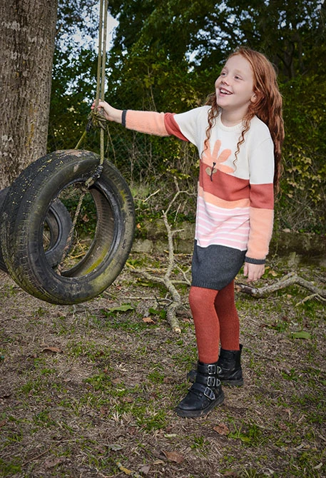 Orange knit dress flower