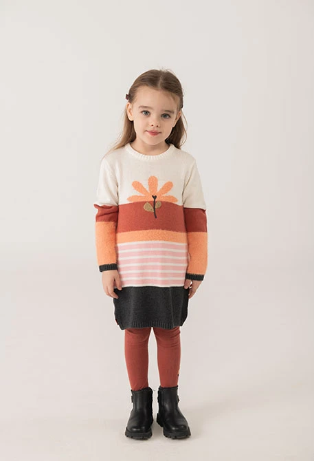 Abito maglia arancione fiore