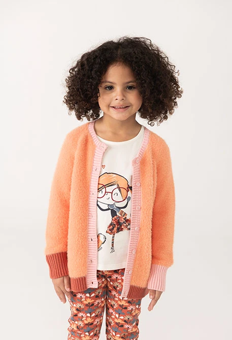 Veste fille fleurs orange
