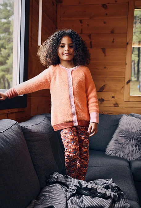 Chaqueta niña flores naranja