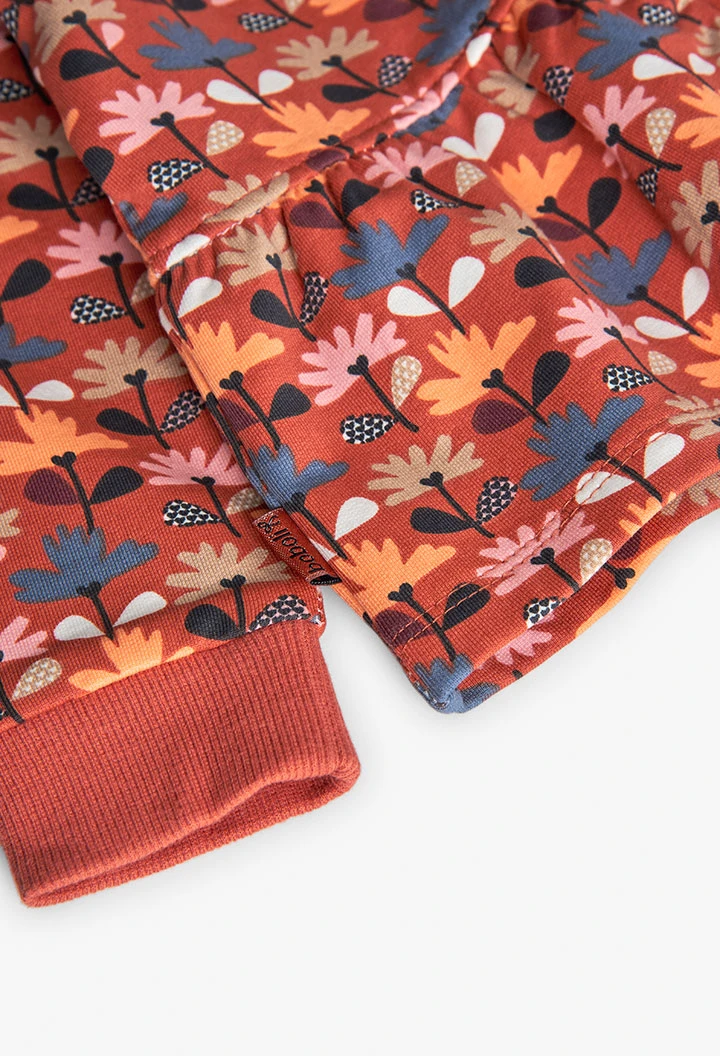 Mädchenjacke aus floral bedrucktem Plüsch