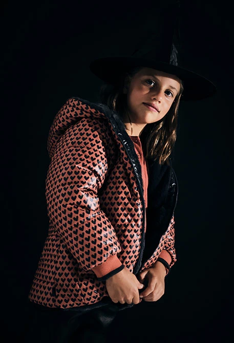 Parka fille réversible tissu technique coeurs