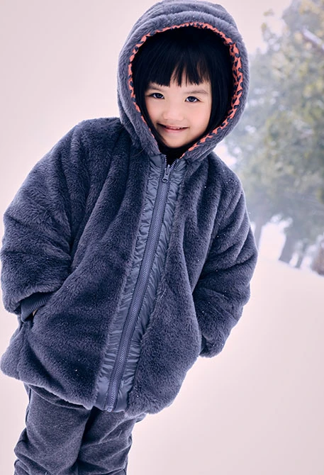 Parka bambina reversibile tessuto tecnico cuori