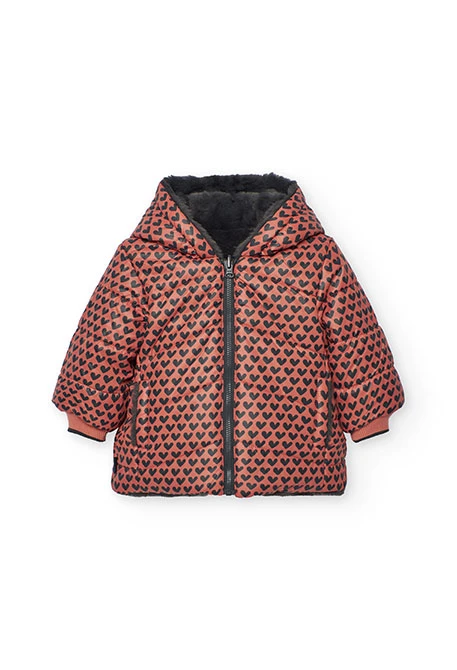 Parka niña reversible tejido técnico corazones