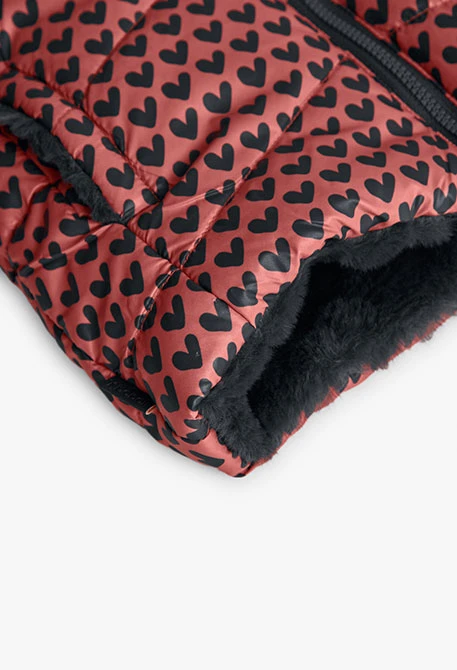 Parka bambina reversibile tessuto tecnico cuori