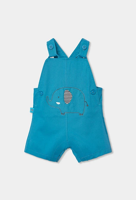 Completo neonato salopette e maglietta in cotone blu