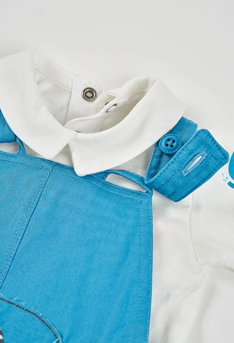 Ensemble bébé salopette et t-shirt coton bleu