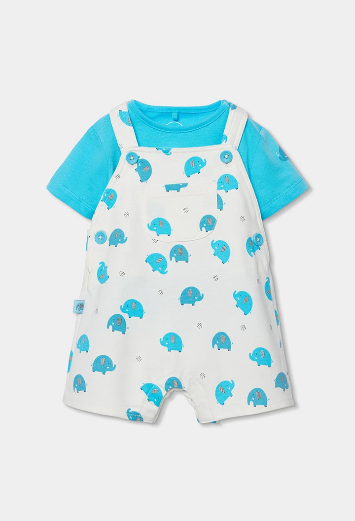 Conjunto bebé macacão estampado algodão