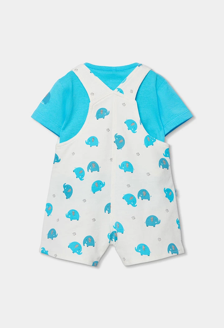 Conjunto bebé macacão estampado algodão