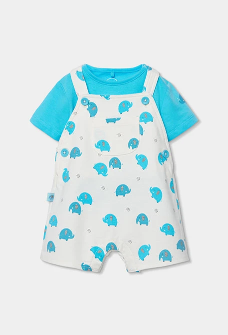 Conjunto bebé macacão estampado algodão