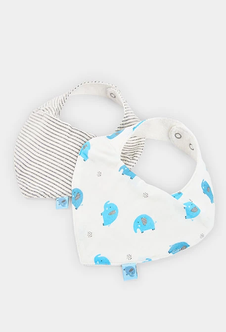 Pack of 2 printed cotton baby bibs