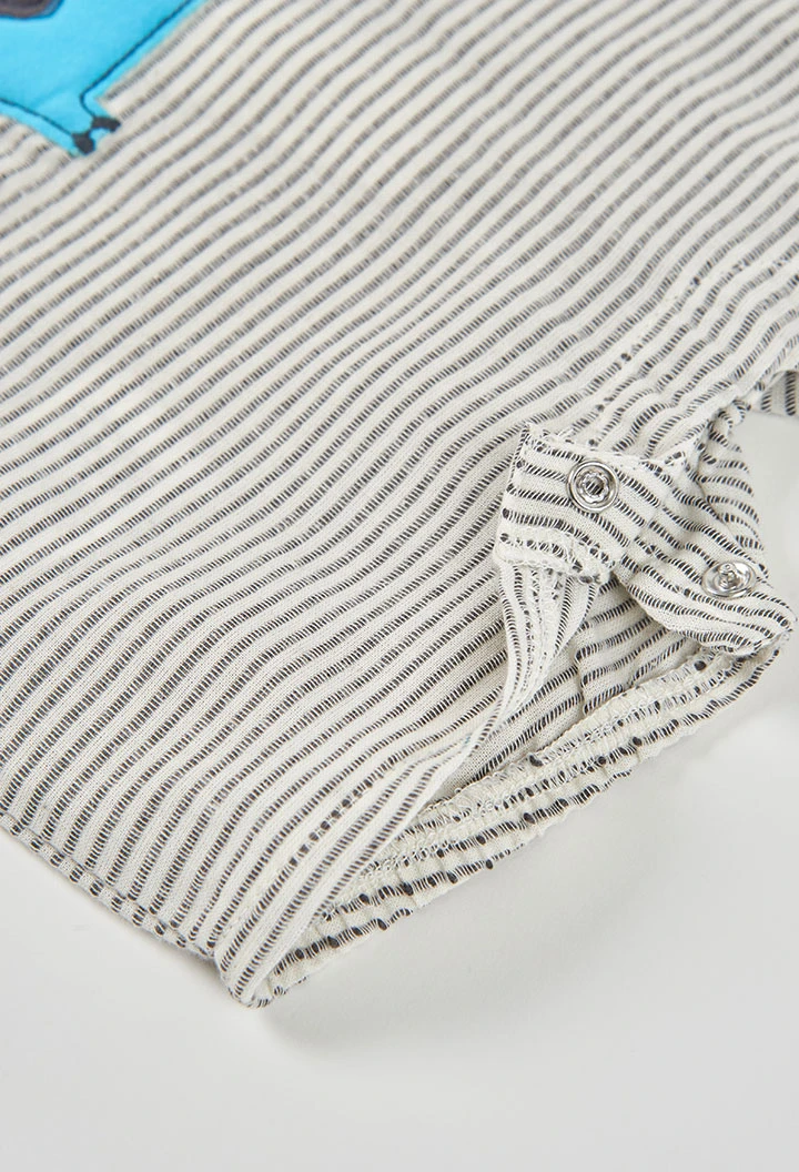 Pelele bebé algodón gris blanco