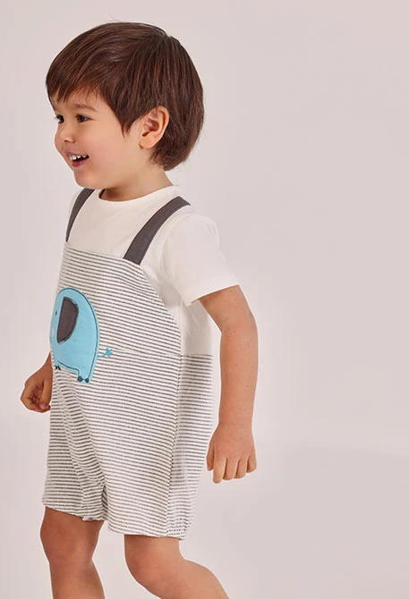 Babygrow bebé algodão cinza branco