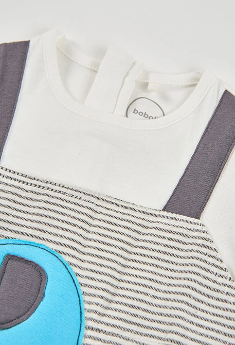 Grenouillère bébé coton gris blanc