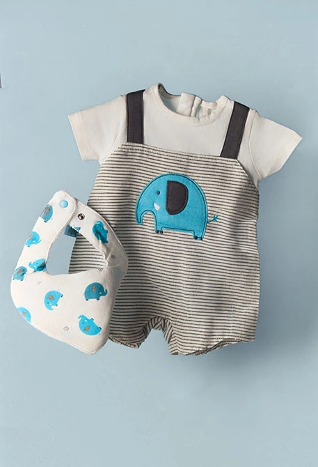 Tutina neonato cotone grigio bianco