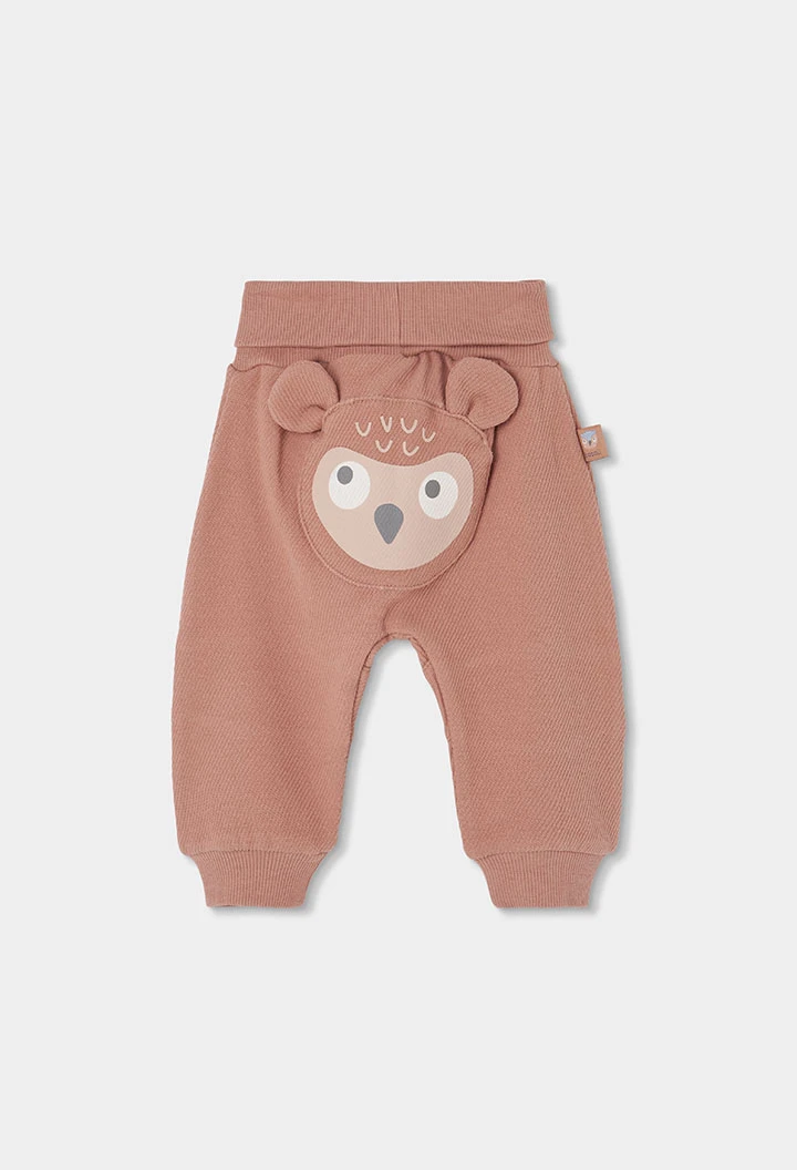 Ensemble maille bébé garçon écru imprimé hiboux