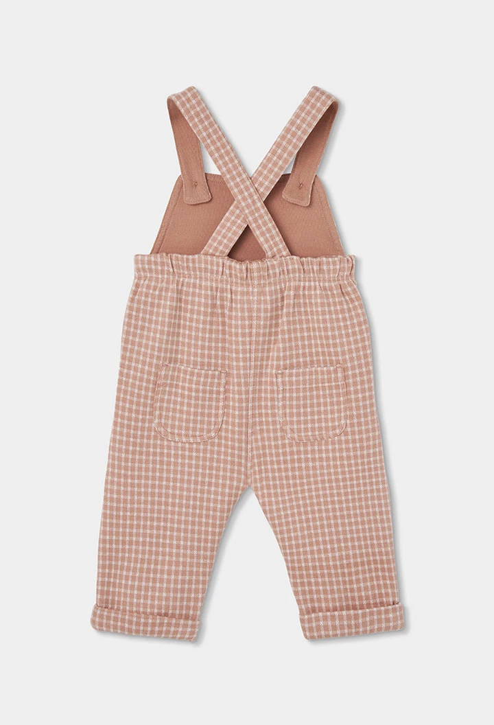 Completo in maglia neonato maschio quadri rosa ricamo gufi