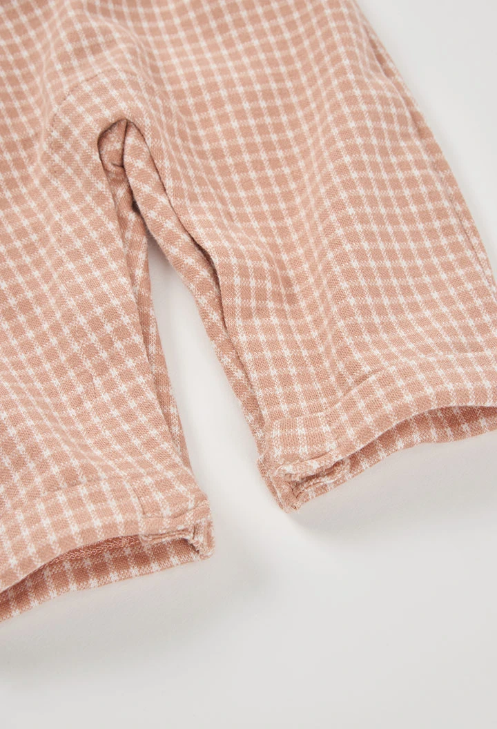 Conjunto punto bebé niño cuadros rosa bordado búhos