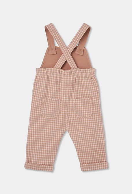 Conjunto punto bebé niño cuadros rosa bordado búhos