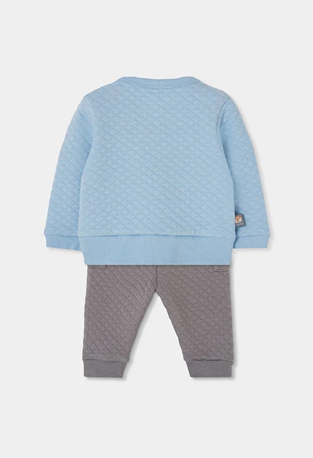 Ensemble maille bébé garçon bleu ciel imprimé hiboux